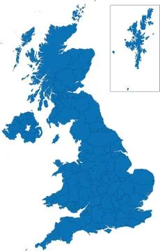 Blue United Kingdom map Stock Illustration