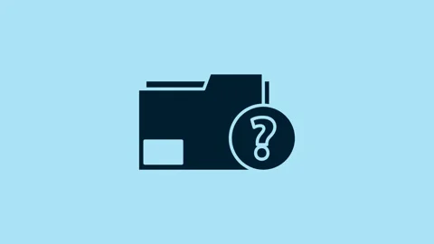 Blue Unknown document folder icon isolated on blue background. File with Video stock 231478540