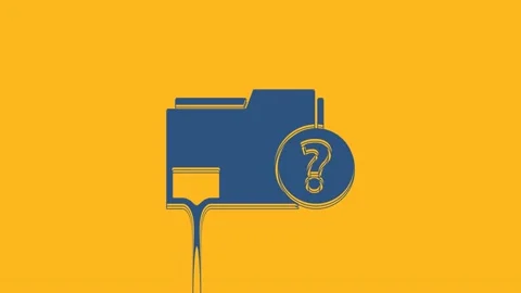 Blue Unknown document folder icon isolated on orange background. File with Video stock 234714693