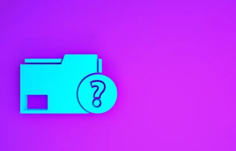 Blue Unknown document folder icon isolated on purple background. File with Qu Stockillustratie