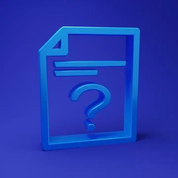 Blue Unknown document icon isolated on blue background. File with Question .. Stock Illustration