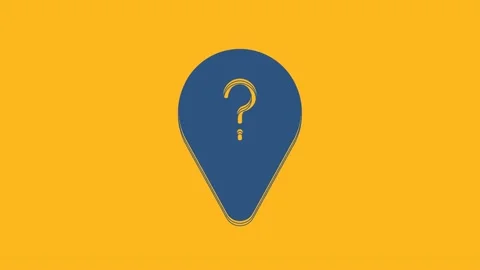 Blue Unknown route point icon isolated on orange background. Navigation, pointer Stock Footage 234024178