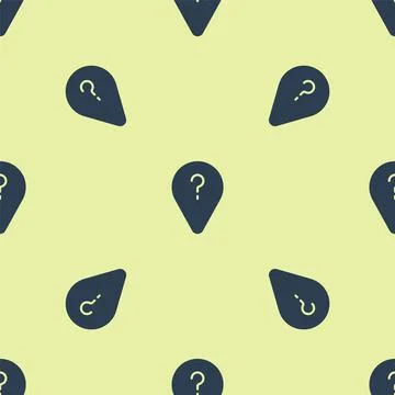 Blue Unknown route point icon isolated seamless pattern on yellow background Illustrazione stock