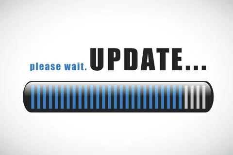 Blue update software please wait Illustrazione stock