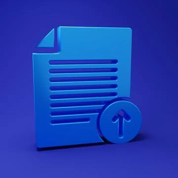 Blue Upload file icon isolated on blue background. File document symbol. Do.. Illustrazione stock