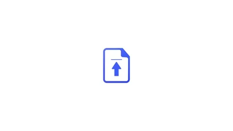 Blue upload icon on a animation white background file document Stock Footage 321997210