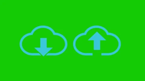 Blue Uploading and Downloading Data from Cloud Animation Stock Footage 155884070