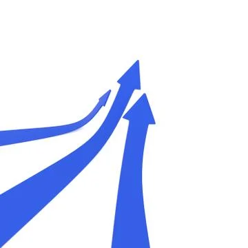 Blue upswing arrows on white Stock Illustration