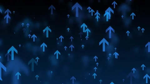 Blue upward arrows on a dark background, symbolizing growth and progress Stock Footage 308884502