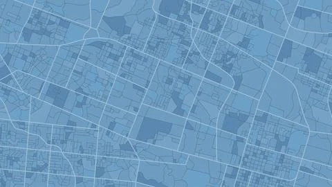Blue Urban Grid Map with Dense Road Blocks and crossing roads Stock Illustration
