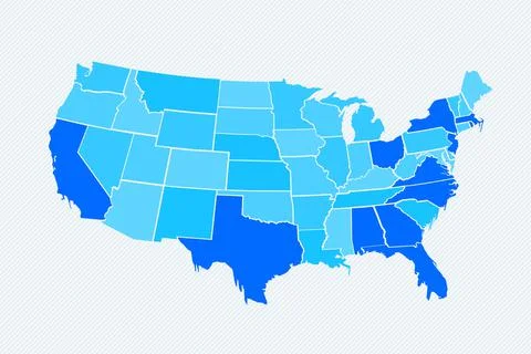 Blue USA divided map Stock Illustration