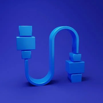 Blue USB cable cord icon isolated on blue background. Connectors and socket.. 스톡 일러스트
