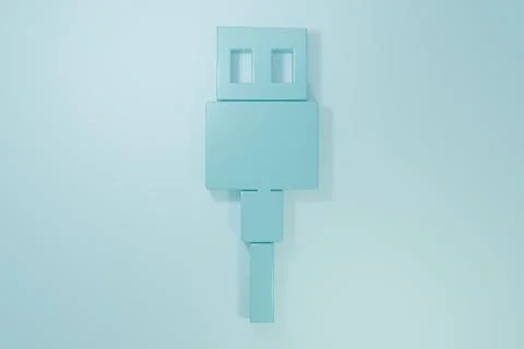 Blue USB cable cord icon isolated on blue background. Connectors and socket.. Illustrazione stock