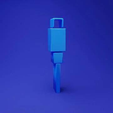 Blue USB cable cord icon isolated on blue background. Connectors and socket.. Stock Photos