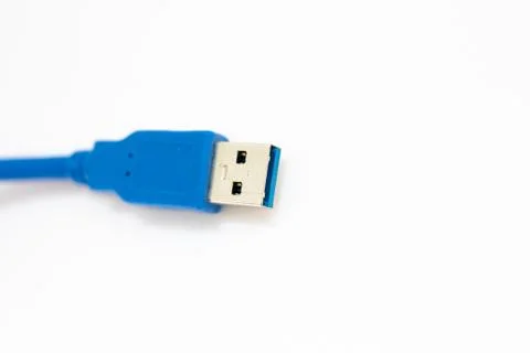 Blue usb cable on a white background Stock Photos