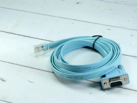 Blue USB cable on white background. Stock Photos