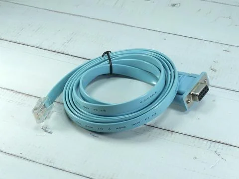 Blue USB cable on white background. Stock Photos