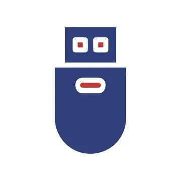 Blue USB Drive Simple Flat Icon Illustration Stock Illustration