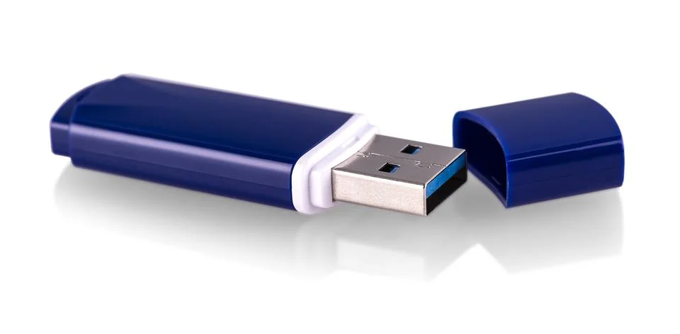 The Blue usb flash drive, flash card isolated on white background Stockfoto's
