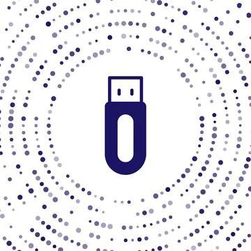 Blue USB flash drive icon isolated on white background. Abstract circle random Stock Illustration