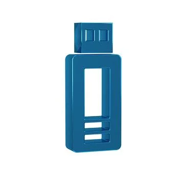 Blue USB flash drive icon isolated on transparent background. Stock Illustration