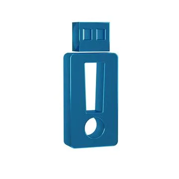Blue USB flash drive icon isolated on transparent background. Stock Illustration