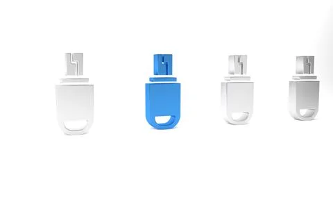 Blue USB flash drive icon isolated on white background. Minimalism concept... Stock Illustration
