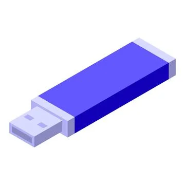 Blue usb flash drive storing digital data isometric icon Stock Illustration