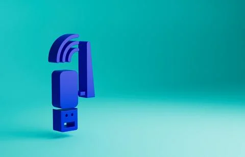 Blue Usb wireless adapter icon isolated on blue background. Minimalism concept Stock Illustration