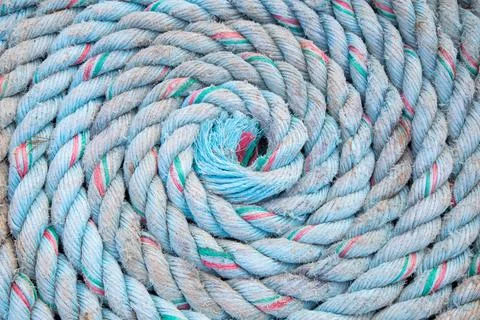 Blue used old ropes recurring pattern texture Rigging of a sailing ship 스톡 사진