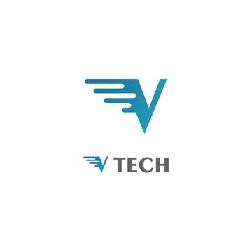 Blue V Letter Technology Logo Template. Vector. Icon イラスト素材