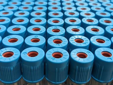 Blue Vacutainer Circle Pattern with Red combination Stock Photos