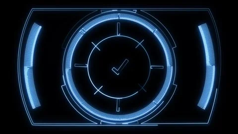 Blue validation icon hud animation with glowing check mark inside circular .. Stock Footage 337364796