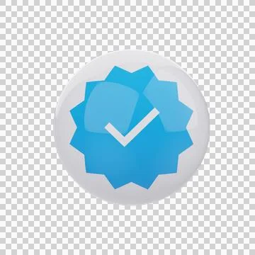 Blue Validation Tag Button – Rounded and Glossy Stock Illustration