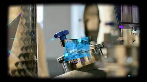 Blue valve knob reacting, operator approaching and hands rotating knob, Stockbeeldmateriaal 331820909