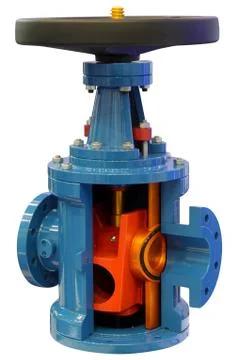The blue valve in the section. Stock Photos