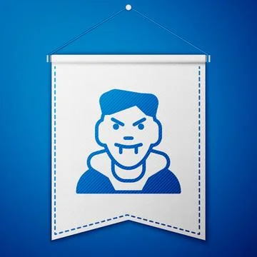 Blue Vampire icon isolated on blue background. Happy Halloween party. White p Stock Illustration