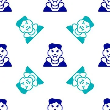 Blue Vampire icon isolated seamless pattern on white background. Happy Hall.. Stock Illustration