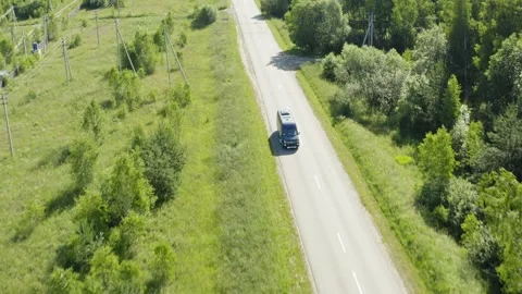 A blue van in asphalt road Video stock 165520792