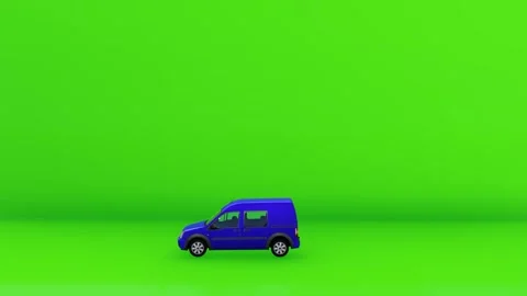 Blue Van Side View on Green Stock Footage 318956422