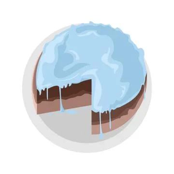 Blue Vanilla Cake Vector Illustration Graphic Stock Illustration