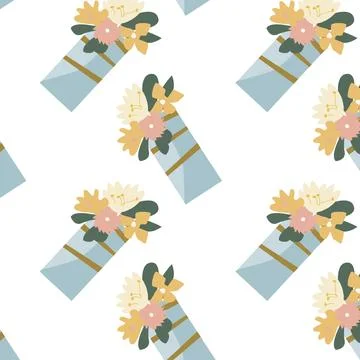 Blue vase with flowers pattern - decorative floral background Stock Illustration