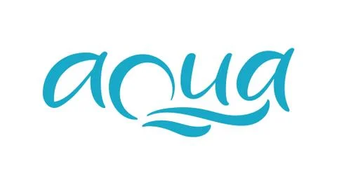 Blue vector Aqua text logo with water wave. Eco concept fresh clean drink water Stock Illustration