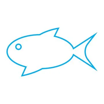 Blue vector aquarium fish line icon isolated on white background Stock Illustration