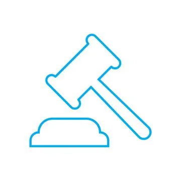 Blue vector auction line icon isolated on white background Stock Illustration