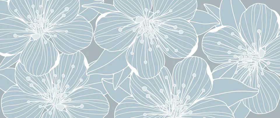 Blue vector background with cherry blossoms Stock Illustration