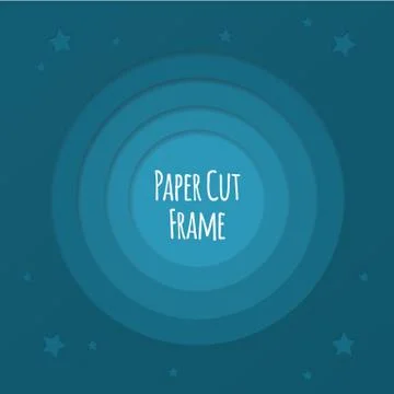 Blue vector background with color paper cut circles. 3D abstract paper art style Stock Illustration