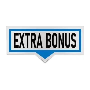 BLUE vector banner ribbon extra bonus ON WHITE ISOLATED EPS Ilustración de archivo