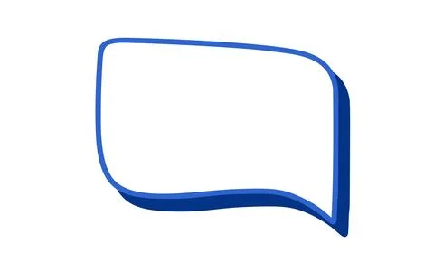 Blue vector bordered blank speech bubble offering creative space graphics, text Illustrazione stock