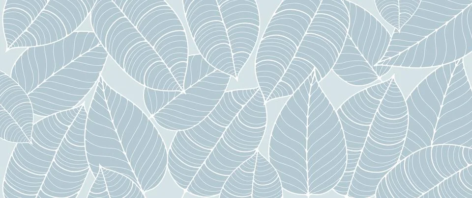 Blue vector botanical background with leaves Stock Illustration